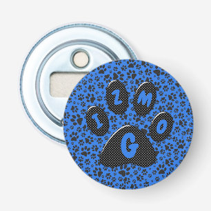 Dog Paws Black & White Polka Dot on tech blue Bott Bottle Opener
