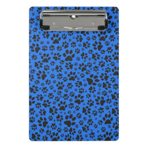Dog Paws Black & White Polka Dot on tech blue Mini Clipboard