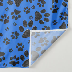 Dog Paws Black & White Polka Dot on tech blue Tapestry