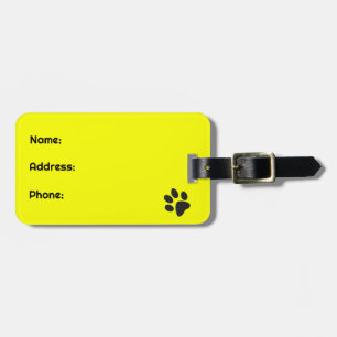 Dog Paws Black & White Polka Dot on yellow Luggage Tag