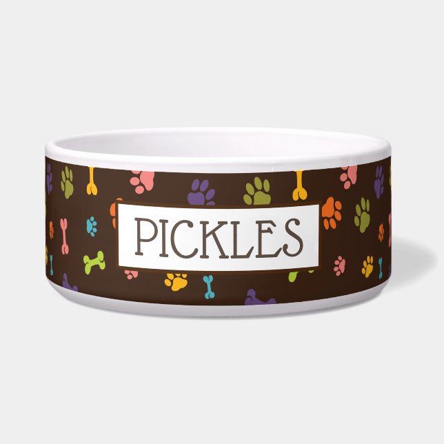 Dog Paws & Bones Pet Bowl (Front)