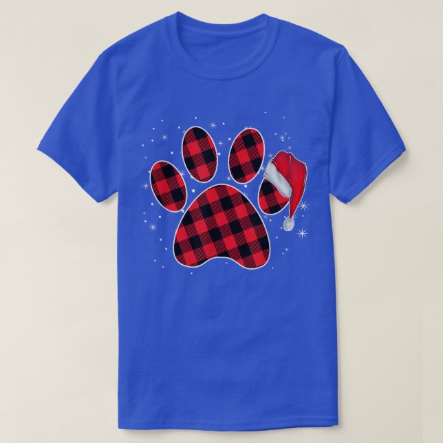 Dog Paws Christmas Pajamas Red Plaid Xmas Family M T-Shirt (Design Front)