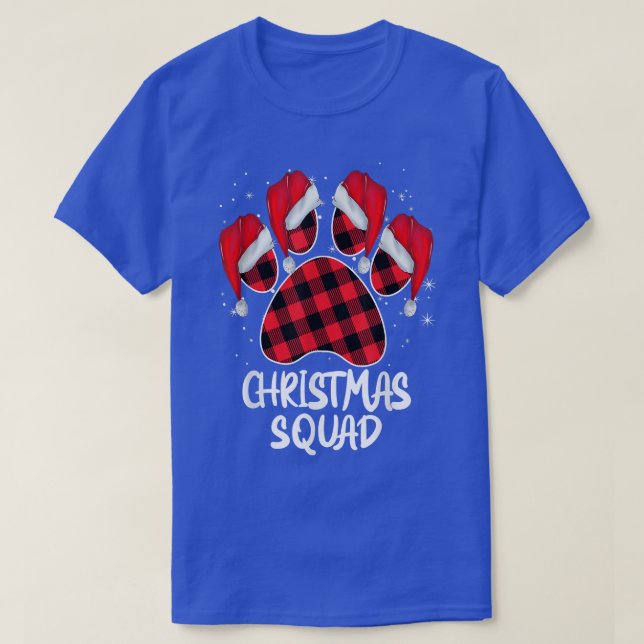 Dog Paws Christmas Squad Red Plaid Xmas Family Mat T-Shirt (Design Front)