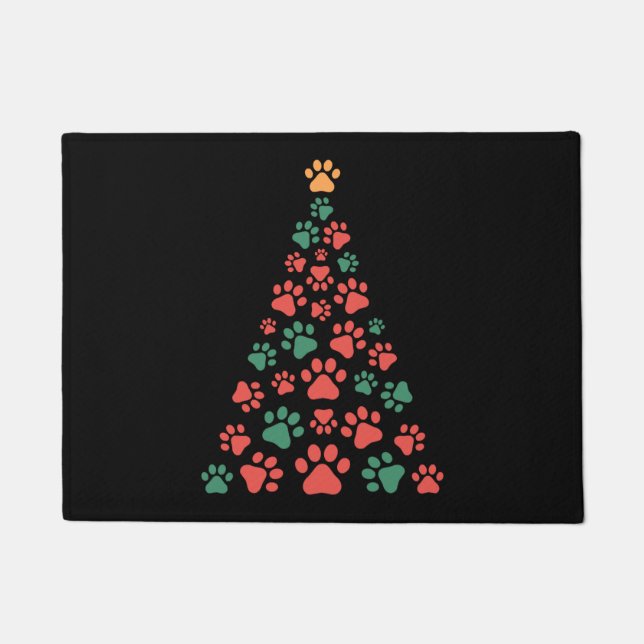 Dog paws Christmas tree for dog lovers Doormat (Front)
