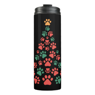 Dog paws Christmas tree for dog lovers Thermal Tumbler