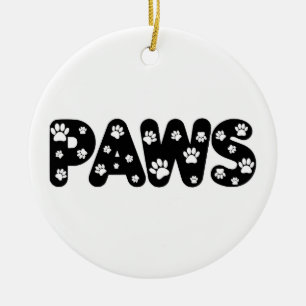 Dog Paws Custom Text Ceramic Tree Decoration