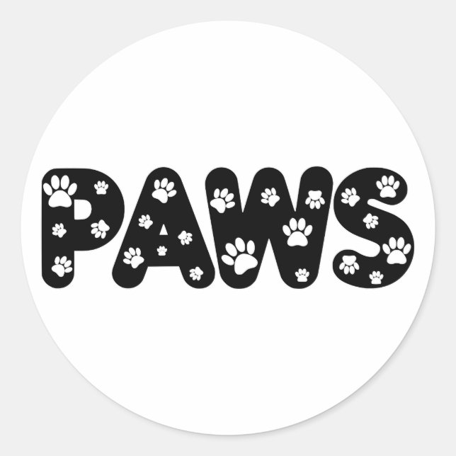 Dog Paws Custom Text Classic Round Sticker (Front)