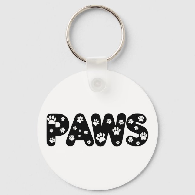 Dog Paws Custom Text Key Ring (Front)