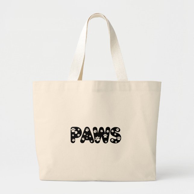 Dog Paws Custom Text Large Tote Bag (Front)