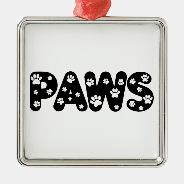 Dog Paws Custom Text Metal Tree Decoration (Front)