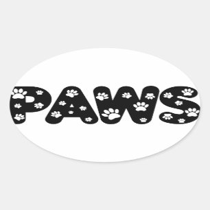 Dog Paws Custom Text Oval Sticker
