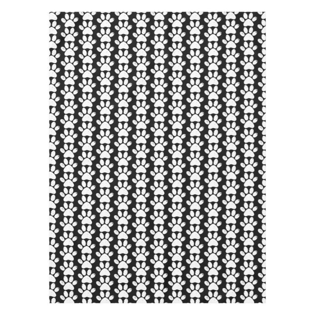 Dog Paws distressed black and white animal lover  Tablecloth (Front)