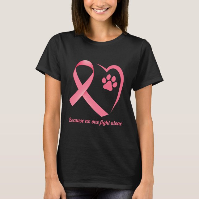 Dog Paws Heart Breast Cancer Awareness T-Shirt (Front)
