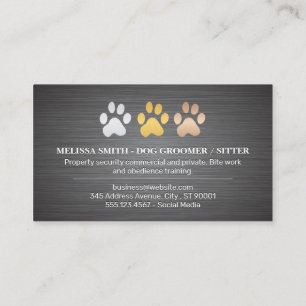 Dog Paws Metal Brushed Business Card