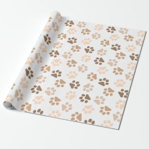 Dog Paws Neutral Colours Wrapping Paper