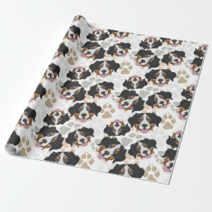 Dog paws pattern Bernese Mountain Dog Wrapping Paper