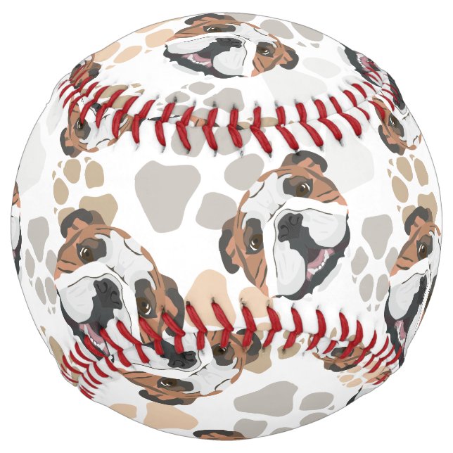 Dog paws pattern English Bulldog Softball (Front)