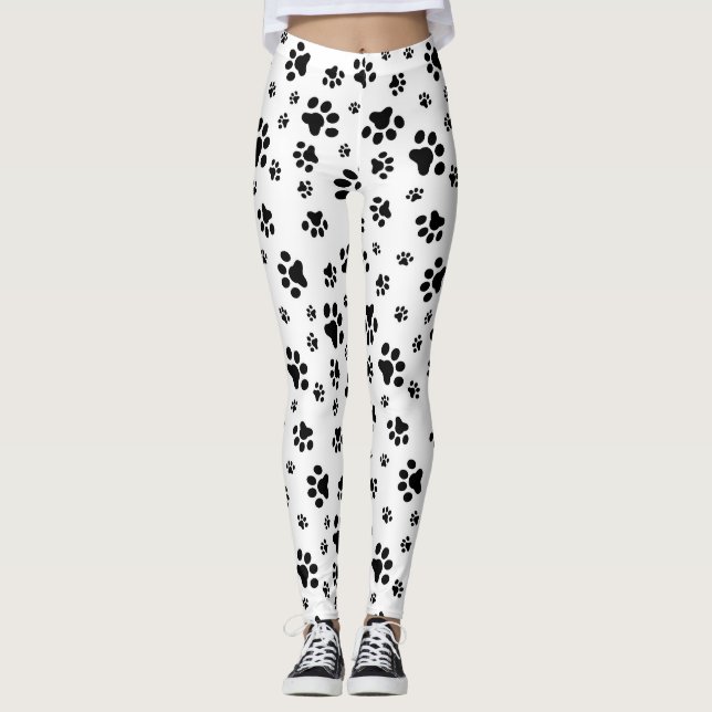 Dog Paws Pattern Print Leggings (Front)