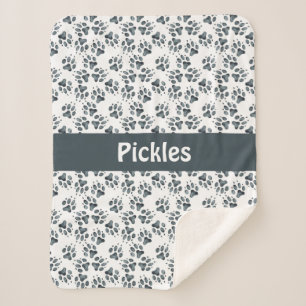 Dog Paws Personalised Sherpa Dog Blanket