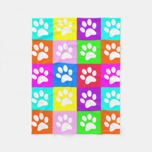 “Dog Paws Pop Art” Fleece Blanket