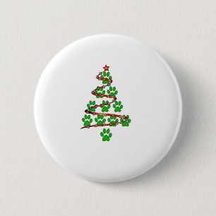 Dog Paws Print Christmas Tree for Dog Lovers 6 Cm Round Badge