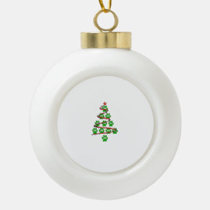 Dog Paws Print Christmas Tree for Dog Lovers Ceramic Ball Christmas Ornament