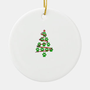 Dog Paws Print Christmas Tree for Dog Lovers Ceramic Tree Decoration