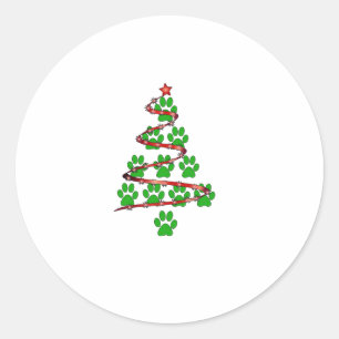 Dog Paws Print Christmas Tree for Dog Lovers Classic Round Sticker