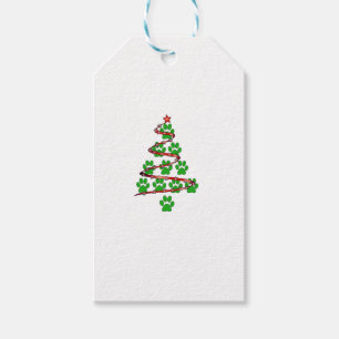 Dog Paws Print Christmas Tree for Dog Lovers  Gift Tags