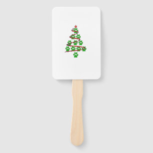 Dog Paws Print Christmas Tree for Dog Lovers  Hand Fan