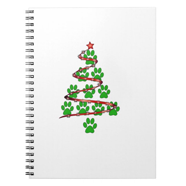 Dog Paws Print Christmas Tree for Dog Lovers  Notebook (Front)