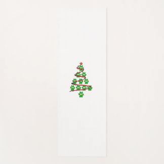 Dog Paws Print Christmas Tree for Dog Lovers  Yoga Mat