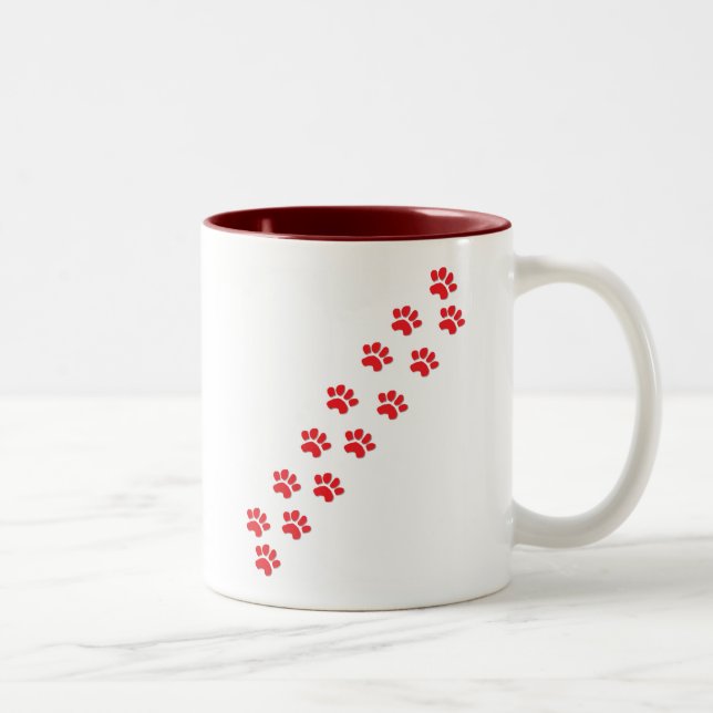 Dog Paws Prints Two-Tone Coffee Mug (Right)
