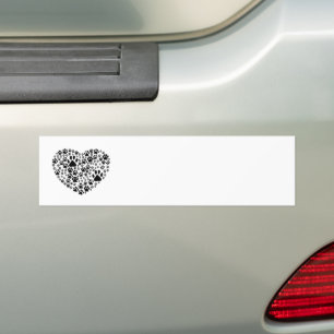 Dog Paws, Puppy Paws, Animal Paws, Heart, Pet Bumper Sticker