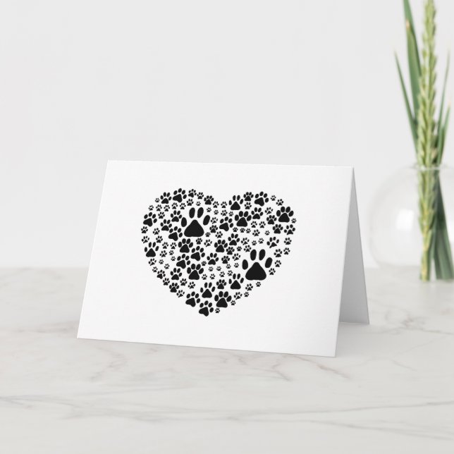 Dog Paws, Puppy Paws, Animal Paws, Heart, Pet Card (Front)