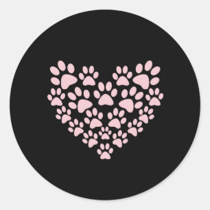 Dog Paws, Puppy Paws, Animal Paws, Heart, Pet Classic Round Sticker