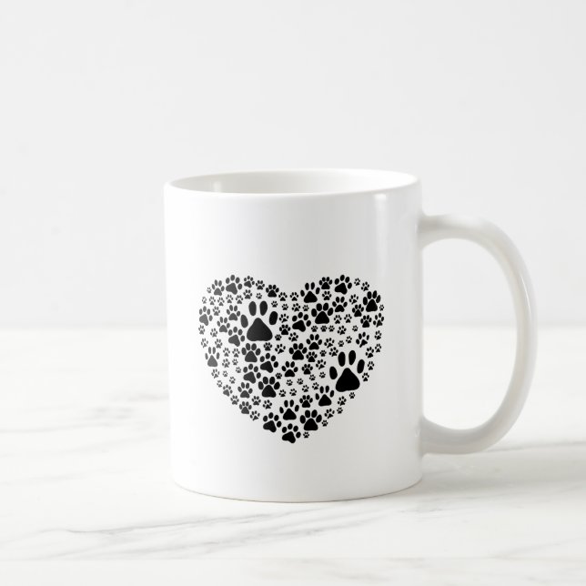 Dog Paws, Puppy Paws, Animal Paws, Heart, Pet Coffee Mug (Right)