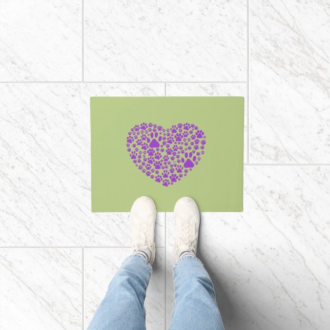 Dog Paws, Puppy Paws, Animal Paws, Heart, Pet Doormat (Indoor)