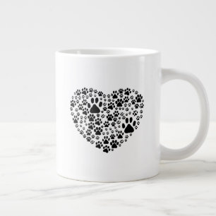Dog Paws, Puppy Paws, Animal Paws, Heart, Pet Large Coffee Mug