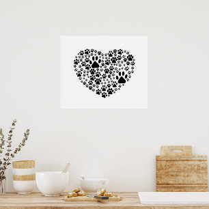 Dog Paws, Puppy Paws, Animal Paws, Heart, Pet Poster