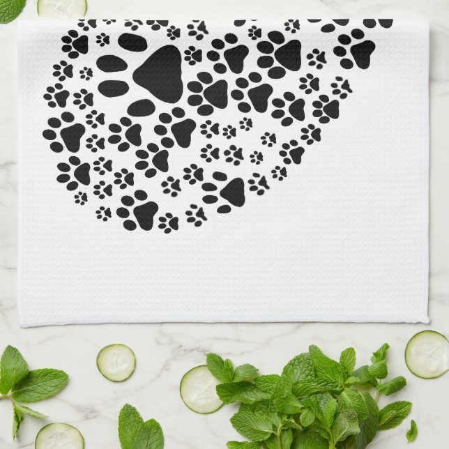 Dog Paws, Puppy Paws, Animal Paws, Heart, Pet Tea Towel (Folded)