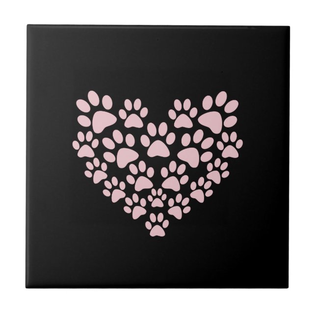 Dog Paws, Puppy Paws, Animal Paws, Heart, Pet Tile (Front)
