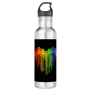 Dog Paws Rainbow Heart Dog Lover Gay Pride Lgbt 710 Ml Water Bottle