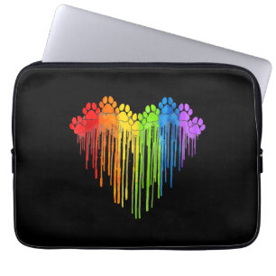 Dog Paws Rainbow Heart Dog Lover Gay Pride LGBT Co Laptop Sleeve