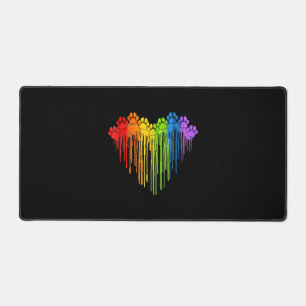 Dog Paws Rainbow Heart Dog Lover Gay Pride Lgbt Desk Mat