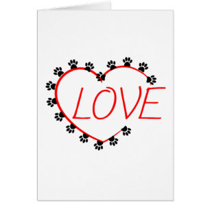 Dog Paws Red Heart Love