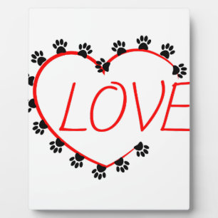 Dog Paws Red Heart Love Plaque