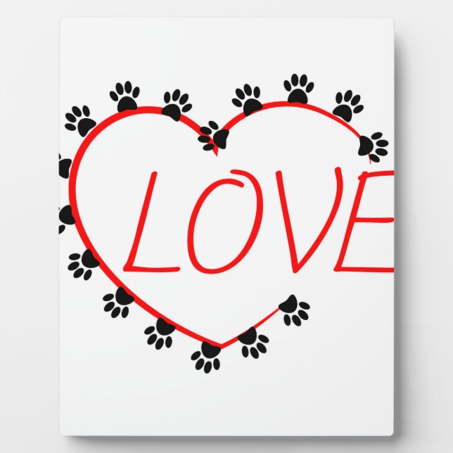 Dog Paws Red Heart Love Plaque (Front)