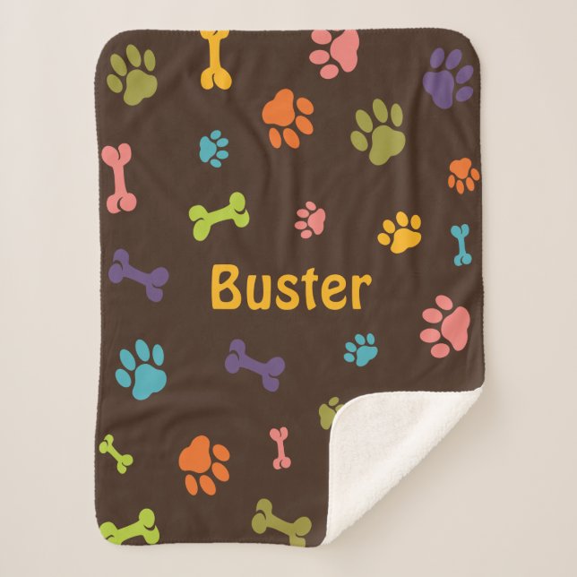 Dog Paws Sherpa Dog Blanket (Front)
