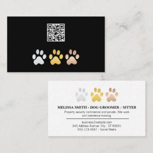 Dog Paws (Silver, gold, bronze)   QR Code Business Card